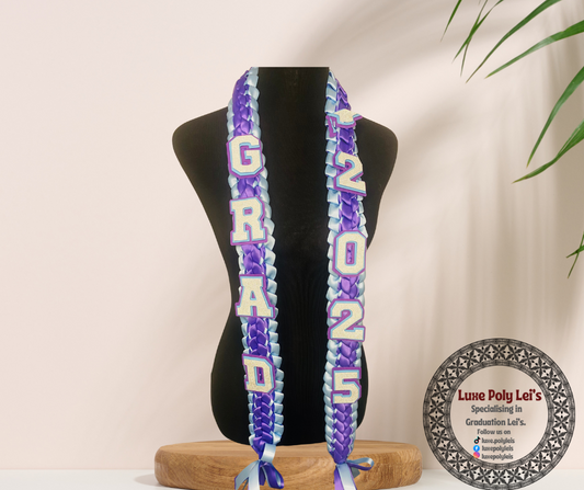 Baby Blue & Purple Inspired Graduation Sash Lei
