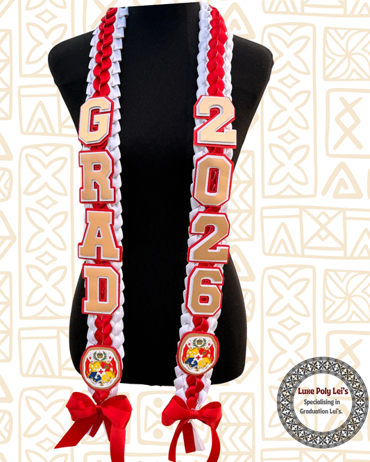 Tongan with Sila Graduation Sash Open Lei