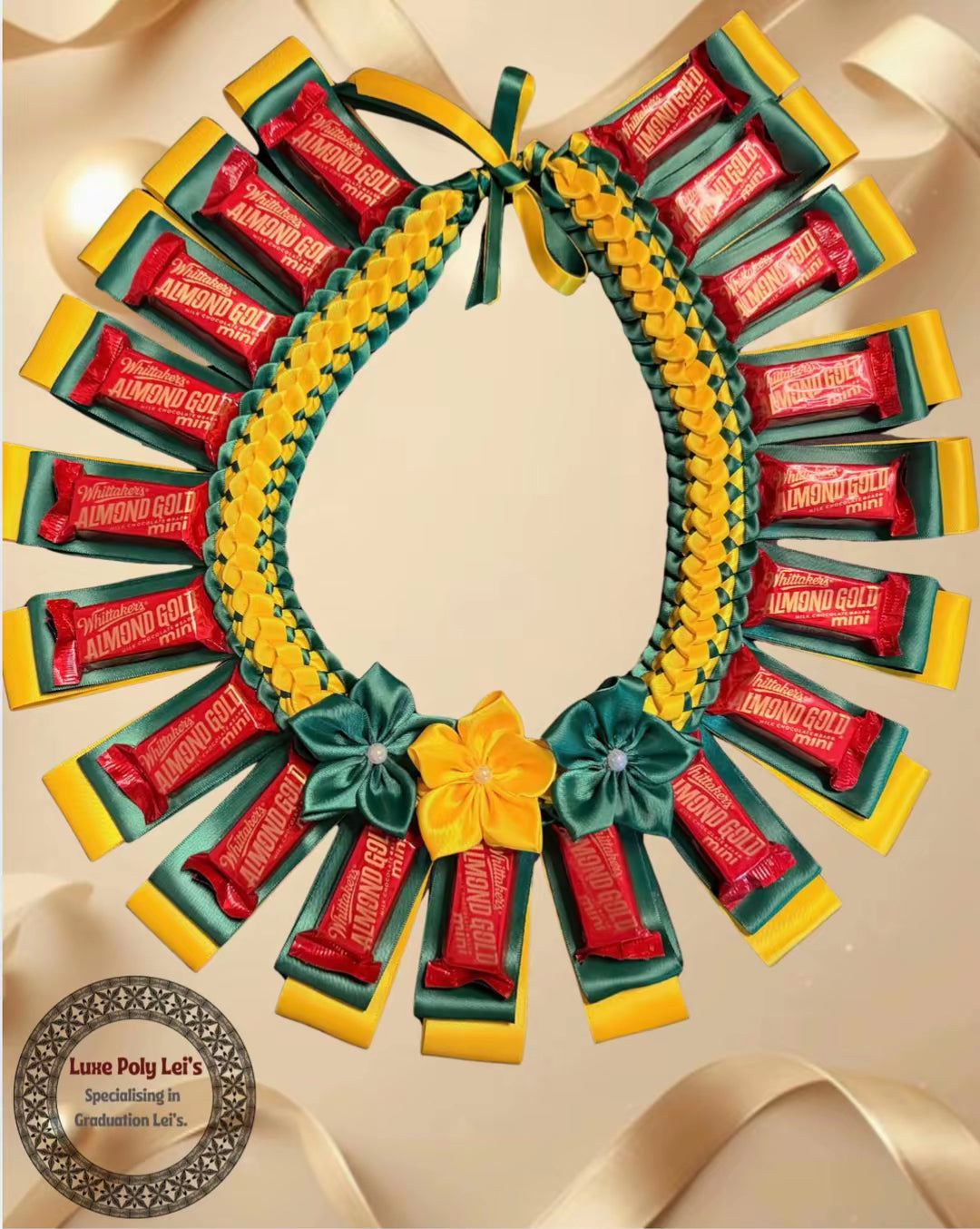 Green & Yellow NZ Whittakers Chocolate Kahoa Lei