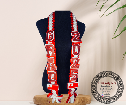 Tongan with Tongan Flag Graduation Sash Open Lei